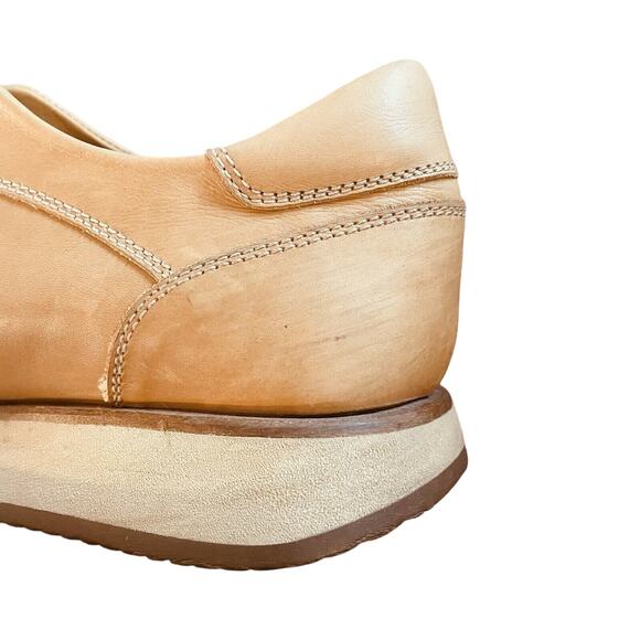 🍒 Y2K Leather Platform Sneakers Shoes Balthazar Paris Preppy‎ Tan Size EU 40 - Picture 7 of 11